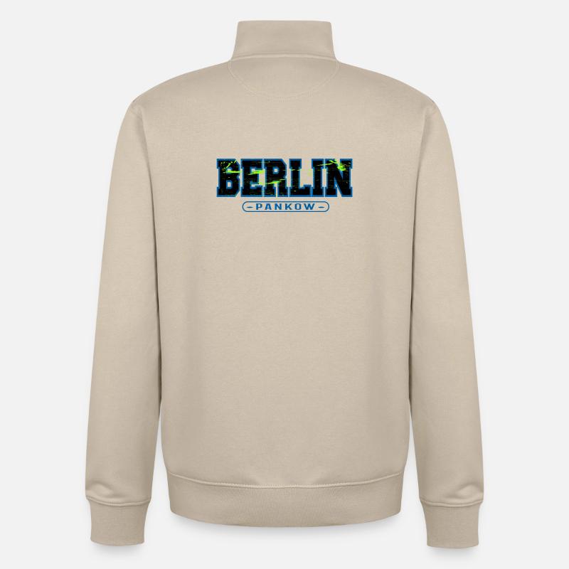 Graffiti néon de Berlin Pankow - Sweat zippé unisexe en coton bio Stanley/Stella - beige crème