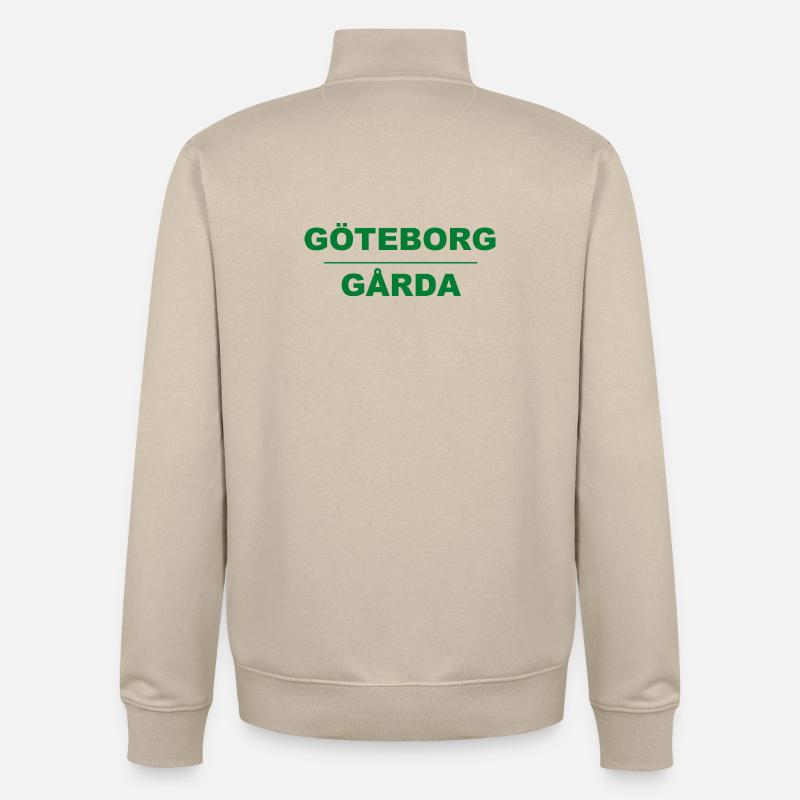 Göteborg Gårda – Design vert-noir - Sweat zippé unisexe en coton bio Stanley/Stella - beige crème