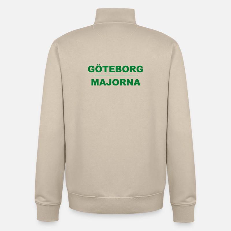 Göteborg Majorna – Design vert-noir - Sweat zippé unisexe en coton bio Stanley/Stella - beige crème