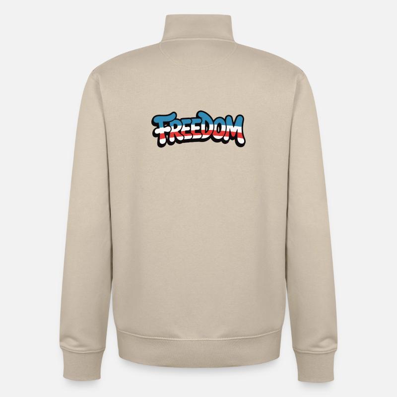 Freedom Typografie Statement Design - Unisex Organic Zip Sweatshirt von Stanley/Stella - Cremebeige