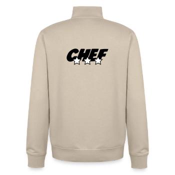 Chef - Kitchen - Cook - Unisex Organic Zip Sweatshirt by Stanley/Stella - desert dust - Back - AI Model Male 185 dark (185cm)