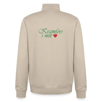 Kramfors in my heart - Unisex Organic Zip Sweatshirt by Stanley/Stella - desert dust - Back - AI Model Male 185 dark (185cm)