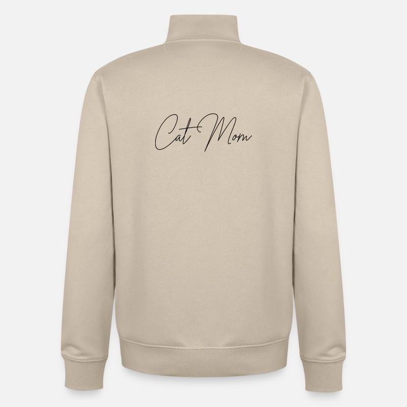 Maman Chat Katzenmama - Sweat zippé unisexe en coton bio Stanley/Stella - beige crème