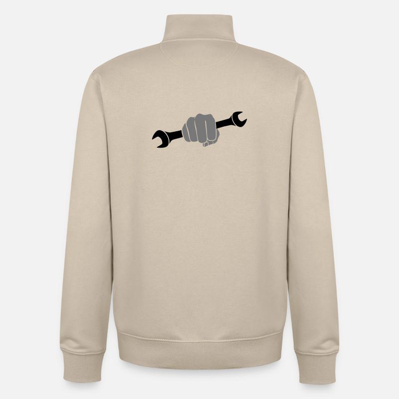 Clé à molette poing - Sweat zippé unisexe en coton bio Stanley/Stella - beige crème