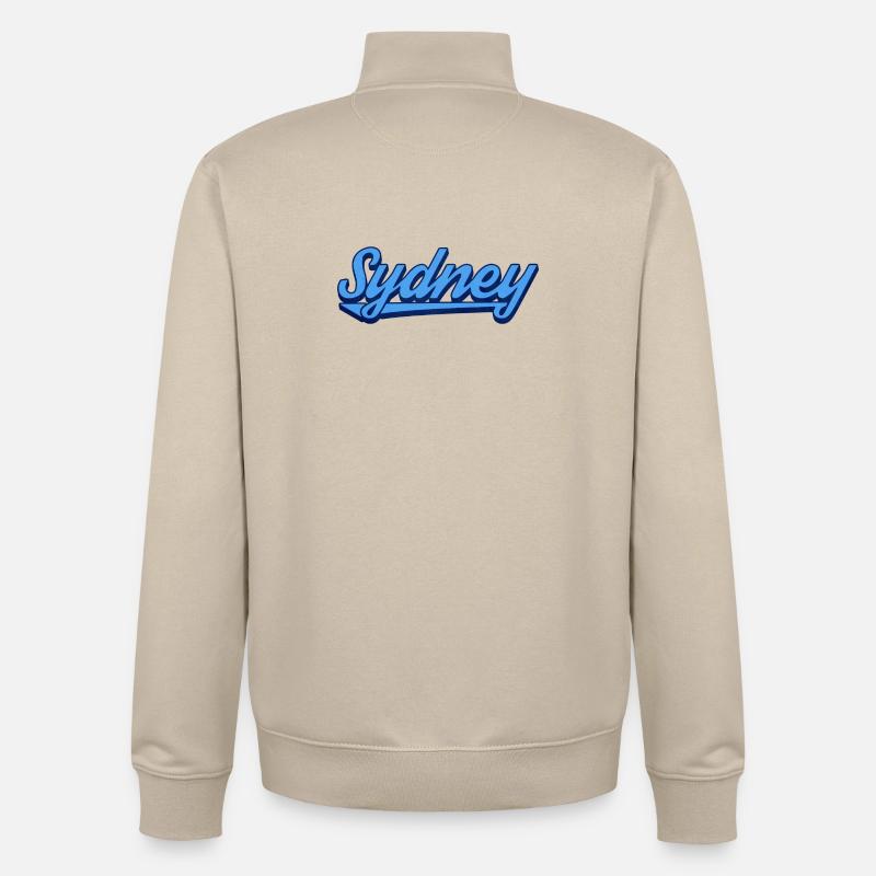 Sydney Ocean Script Logo - Unisex Organic Zip Sweatshirt by Stanley/Stella - desert dust