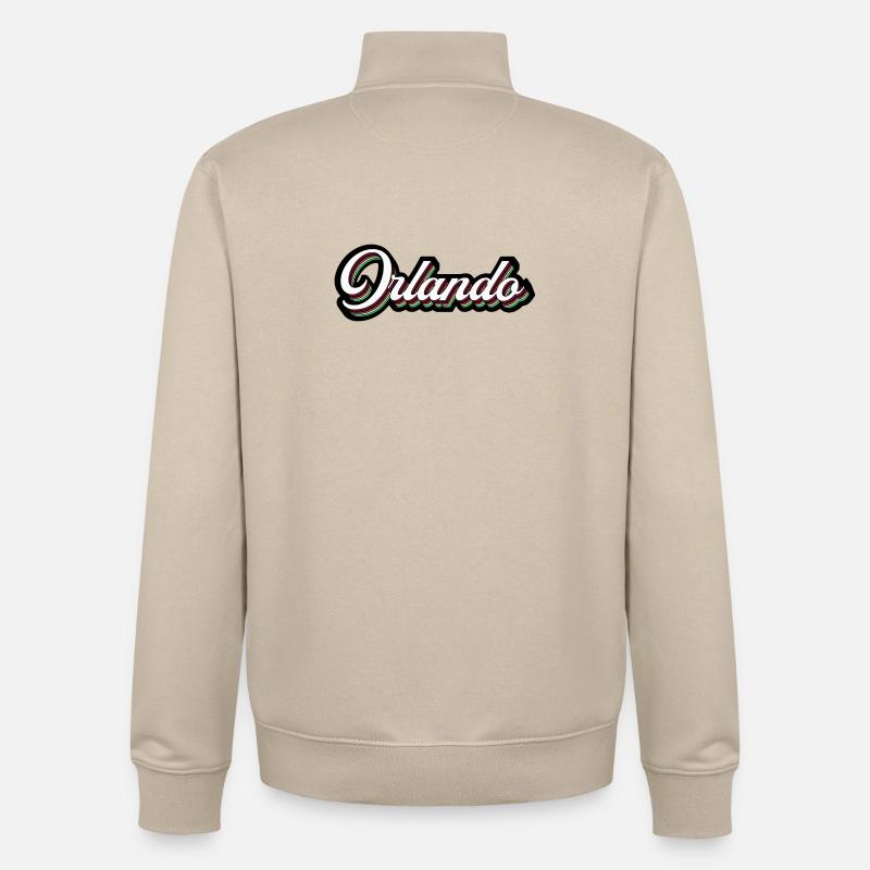 Orlando Rainbow Script - Sweat zippé unisexe en coton bio Stanley/Stella - beige crème