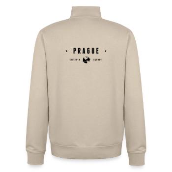 Prague GPS Coordinates Czech Republic - Unisex Organic Zip Sweatshirt by Stanley/Stella - desert dust - Back - AI Model Male 185 dark (185cm)