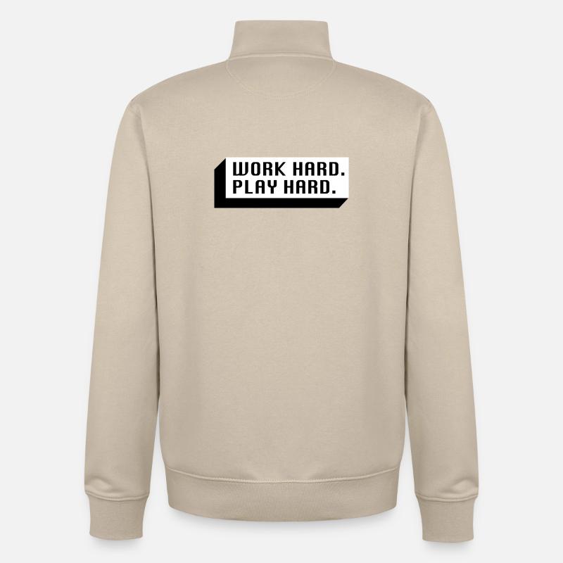 Work Hard. Play Hard. (Schwarz) - Unisex Organic Zip Sweatshirt von Stanley/Stella - Cremebeige