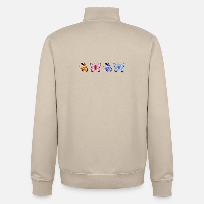 Bunte Schmetterlinge Quartet - Unisex Organic Zip Sweatshirt von Stanley/Stella - Cremebeige