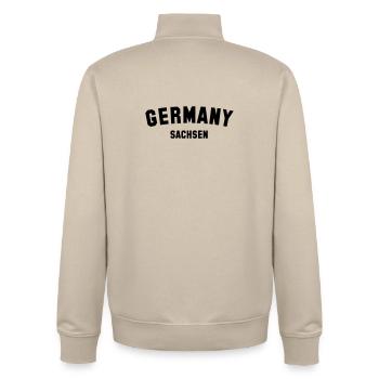 SACHSEN - Unisex Organic Zip Sweatshirt von Stanley/Stella - Cremebeige - Hinten - AI Model Male 185 dark (185cm)
