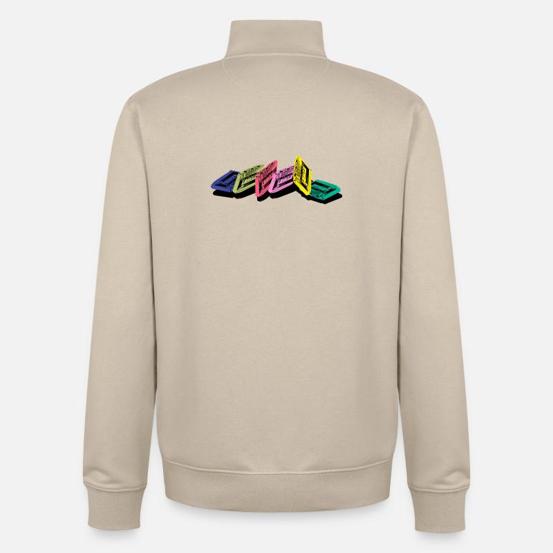 Cassette audio - Sweat zippé unisexe en coton bio Stanley/Stella - beige crème