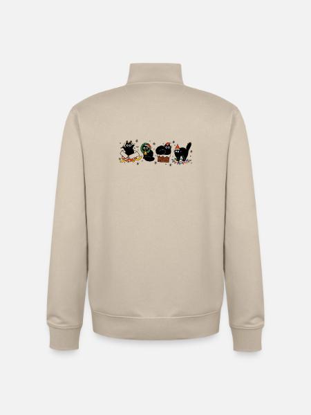 Kawaii Katzen Weihnachtsparade, Kätzchen - Unisex Organic Zip Sweatshirt von Stanley/Stella - Cremebeige