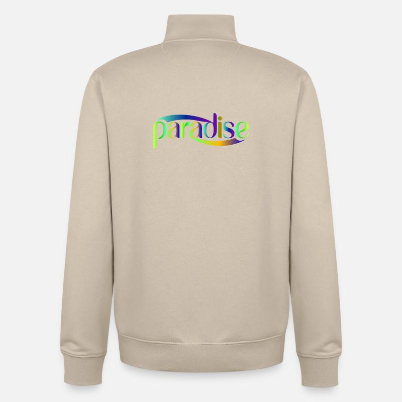 Paradise Rainbow Script Design - Unisex Organic Zip Sweatshirt by Stanley/Stella - desert dust