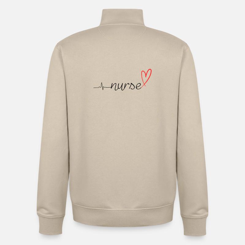 Nurse Heartbeat EKG Stethoscope Script Design - Unisex Organic Zip Sweatshirt von Stanley/Stella - Cremebeige