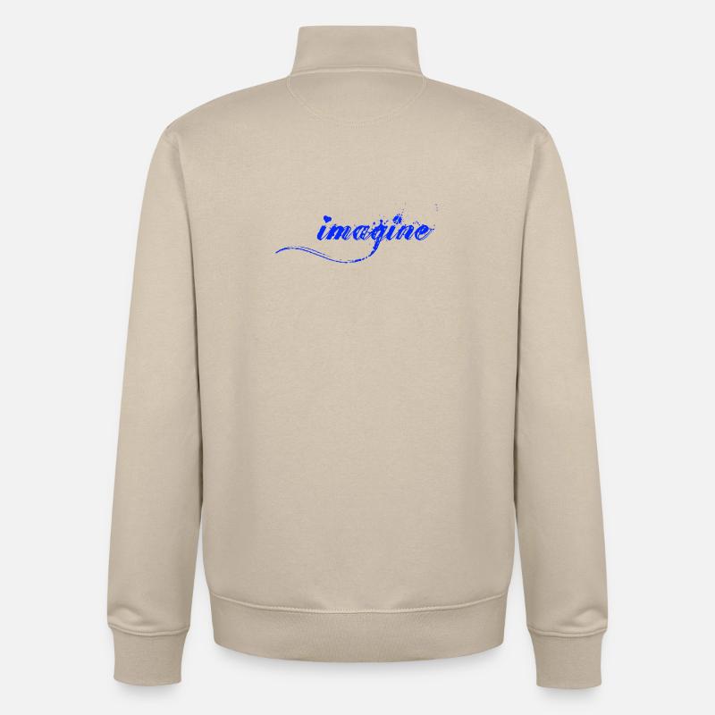 Imagine Blaue Farbklecks Script - Unisex Organic Zip Sweatshirt von Stanley/Stella - Cremebeige