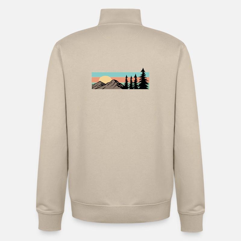 Camping Forest Mountain Rétro - Sweat zippé unisexe en coton bio Stanley/Stella - beige crème