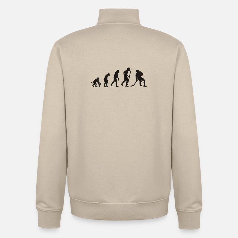 Evolution der Feldhockey - Unisex Organic Zip Sweatshirt von Stanley/Stella - Cremebeige