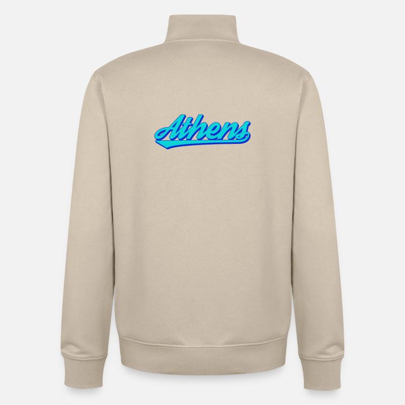 Écriture rétro d’Athènes - Sweat zippé unisexe en coton bio Stanley/Stella - beige crème