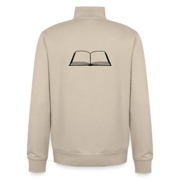 Empty book - Unisex Organic Zip Sweatshirt by Stanley/Stella - desert dust - Back - AI Model Male 185 dark (185cm)