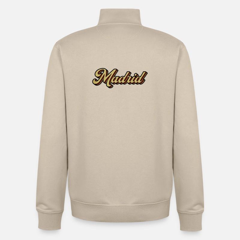 Madrid Retro Striped Script - Unisex Organic Zip Sweatshirt by Stanley/Stella - desert dust