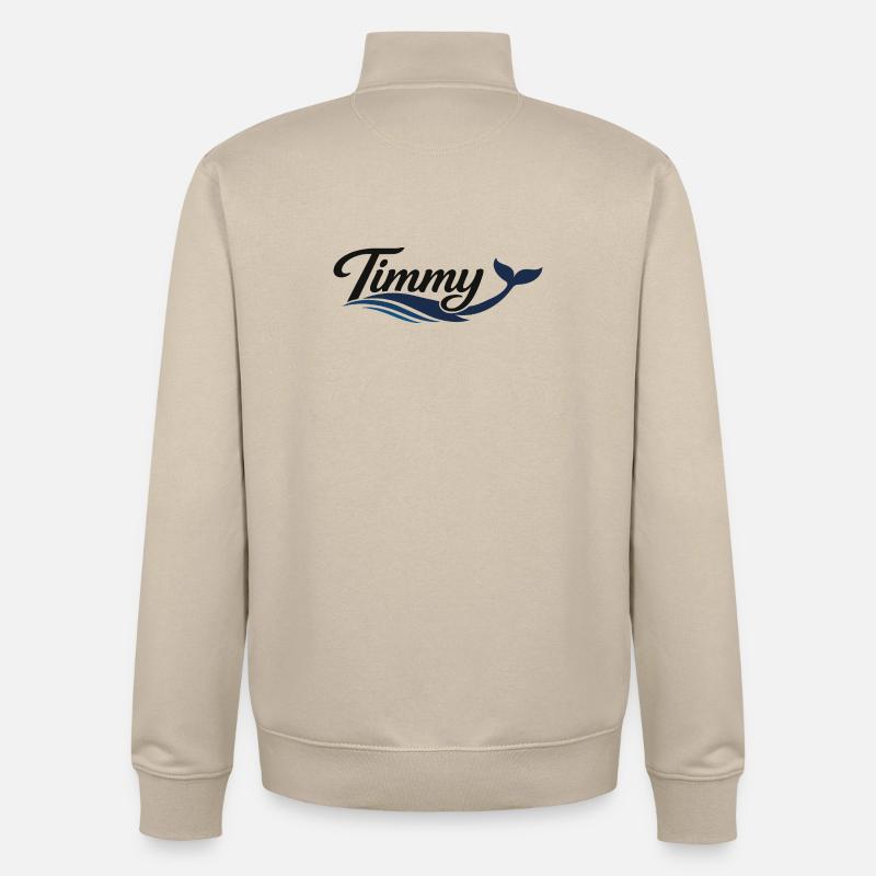 Timmy Wal Ondes typographiques - Sweat zippé unisexe en coton bio Stanley/Stella - beige crème