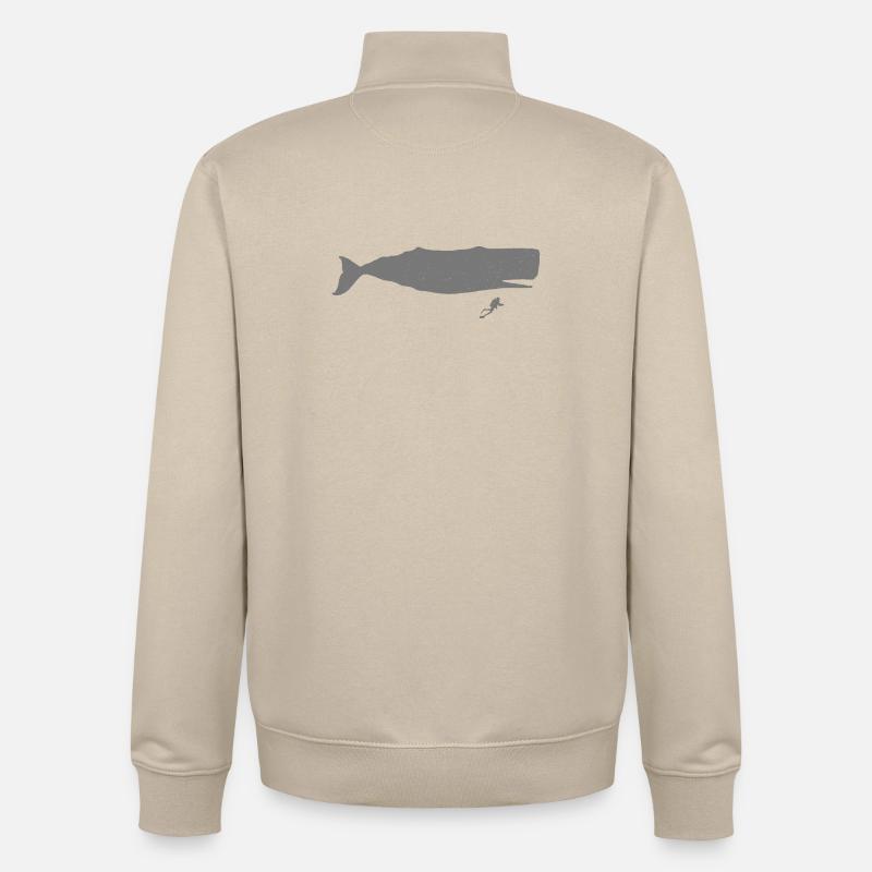 Plongeur sous-marin avec cachalot - Sweat zippé unisexe en coton bio Stanley/Stella - beige crème
