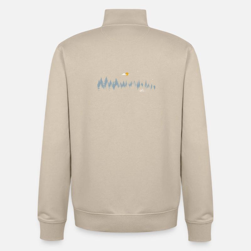 Scène de vélo de forêt au clair de lune - Sweat zippé unisexe en coton bio Stanley/Stella - beige crème