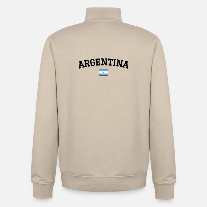 Drapeau argentin Noir - Sweat zippé unisexe en coton bio Stanley/Stella - beige crème