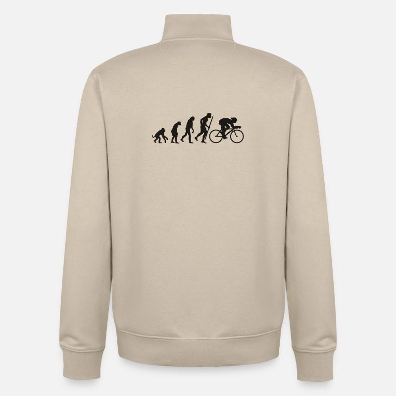 Evolution du cyclisme - Sweat zippé unisexe en coton bio Stanley/Stella - beige crème