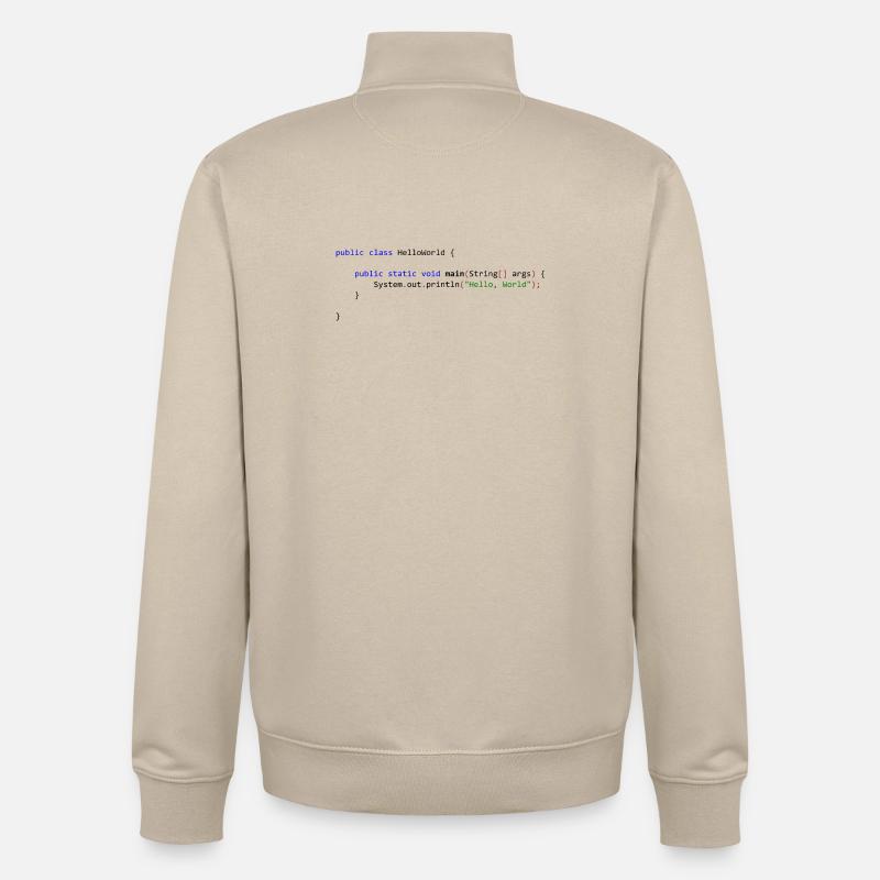 Hello World in Java - Unisex Organic Zip Sweatshirt by Stanley/Stella - desert dust