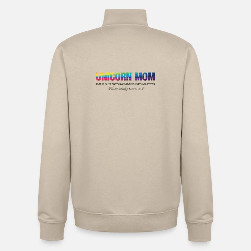 Einhorn Mama Dunkel - Unisex Organic Zip Sweatshirt von Stanley/Stella - Cremebeige