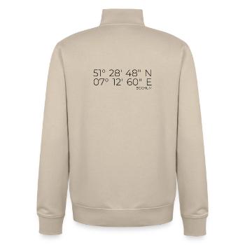 coordonnées Bochum - Sweat zippé unisexe en coton bio Stanley/Stella - beige crème - Dos - AI Model Male 185 dark (185cm)