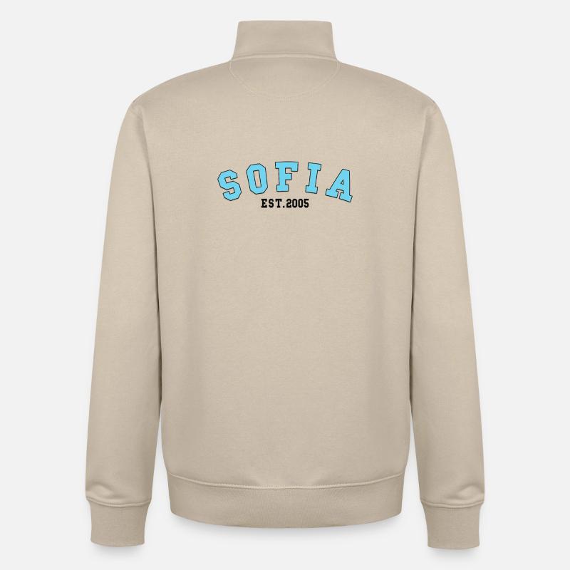 Sofia_Est_2005 - Sweat zippé unisexe en coton bio Stanley/Stella - beige crème