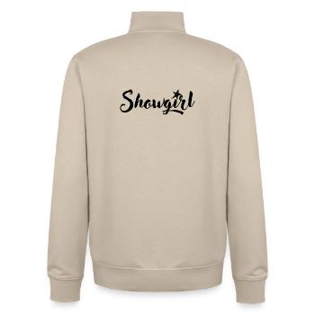 Showgirl Silhouette, Kunst und Eleganz - Unisex Organic Zip Sweatshirt von Stanley/Stella - Cremebeige - Hinten - AI Model Male 185 dark (185cm)