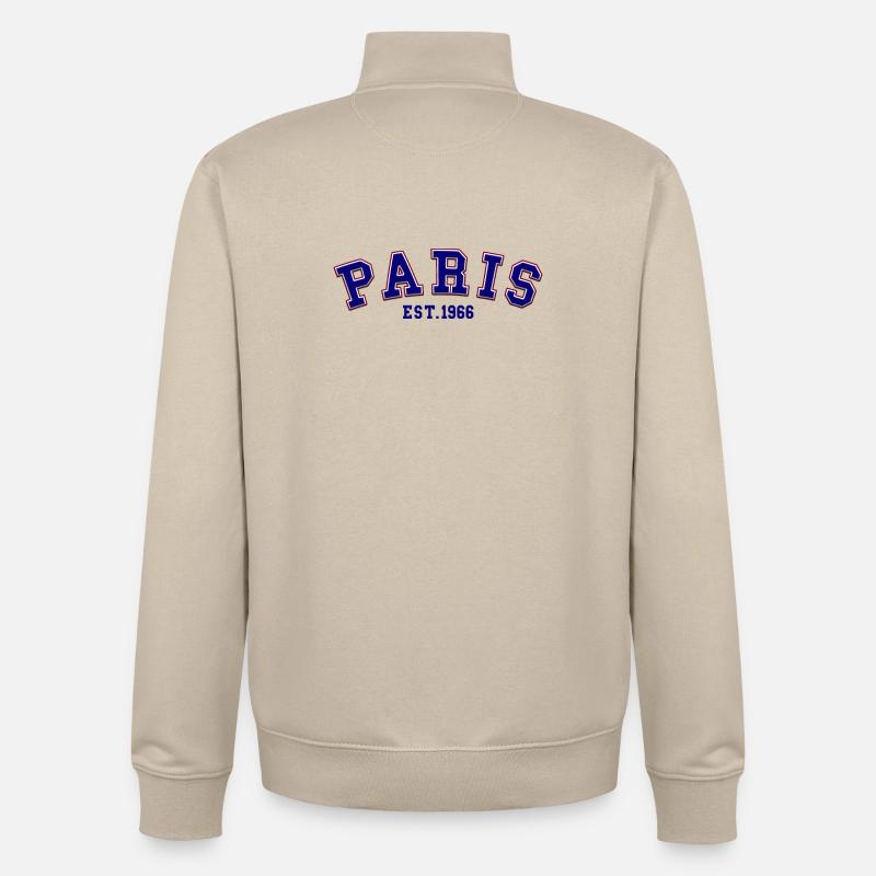 Paris fondée en 1966 - Sweat zippé unisexe en coton bio Stanley/Stella - beige crème