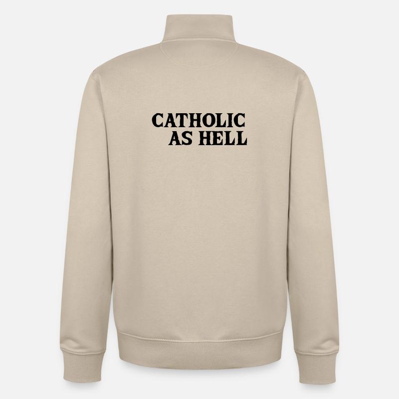 catholic as hell - Unisex Organic Zip Sweatshirt by Stanley/Stella - desert dust