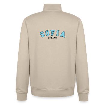 Sofia gegründet 1996 - Unisex Organic Zip Sweatshirt von Stanley/Stella - Cremebeige - Hinten - AI Model Male 185 dark (185cm)