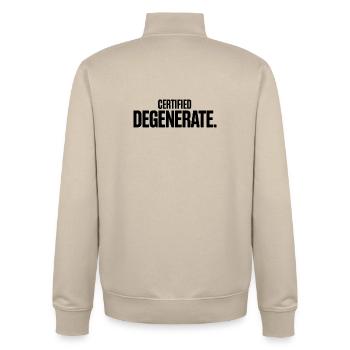 Certified Degenerate - Funny Gen Alpha Memes - Sweat zippé unisexe en coton bio Stanley/Stella - beige crème - Dos - AI Model Male 185 dark (185cm)