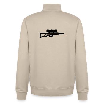 sniper - Unisex Organic Zip Sweatshirt by Stanley/Stella - desert dust - Back - AI Model Male 185 dark (185cm)