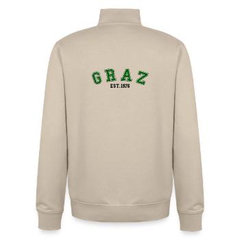 Graz Est. 1976 - Unisex Organic Zip Sweatshirt by Stanley/Stella - desert dust - Back - AI Model Male 185 dark (185cm)