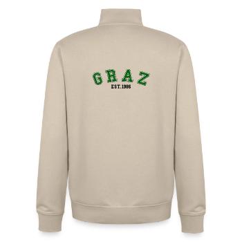 Graz Est. 1986 - Unisex Organic Zip Sweatshirt by Stanley/Stella - desert dust - Back - AI Model Male 185 dark (185cm)