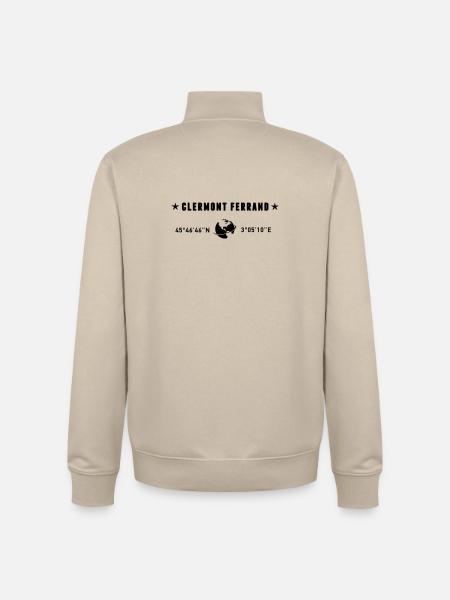 Clermont Ferrand France Coordonnées Globe - Sweat zippé unisexe en coton bio Stanley/Stella - beige crème