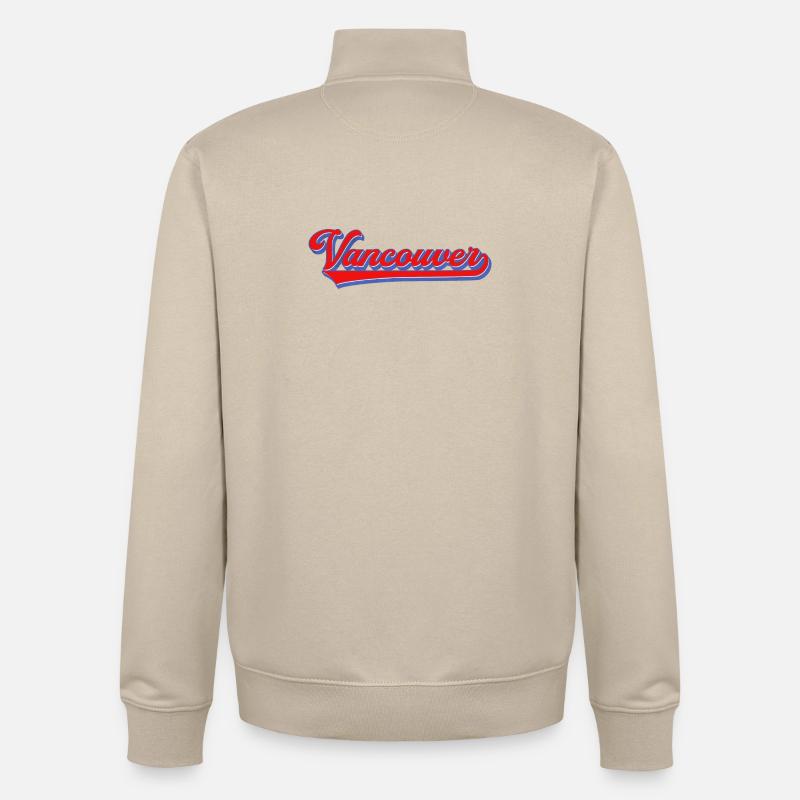 Lettrage de Vancouver Style rétro - Sweat zippé unisexe en coton bio Stanley/Stella - beige crème