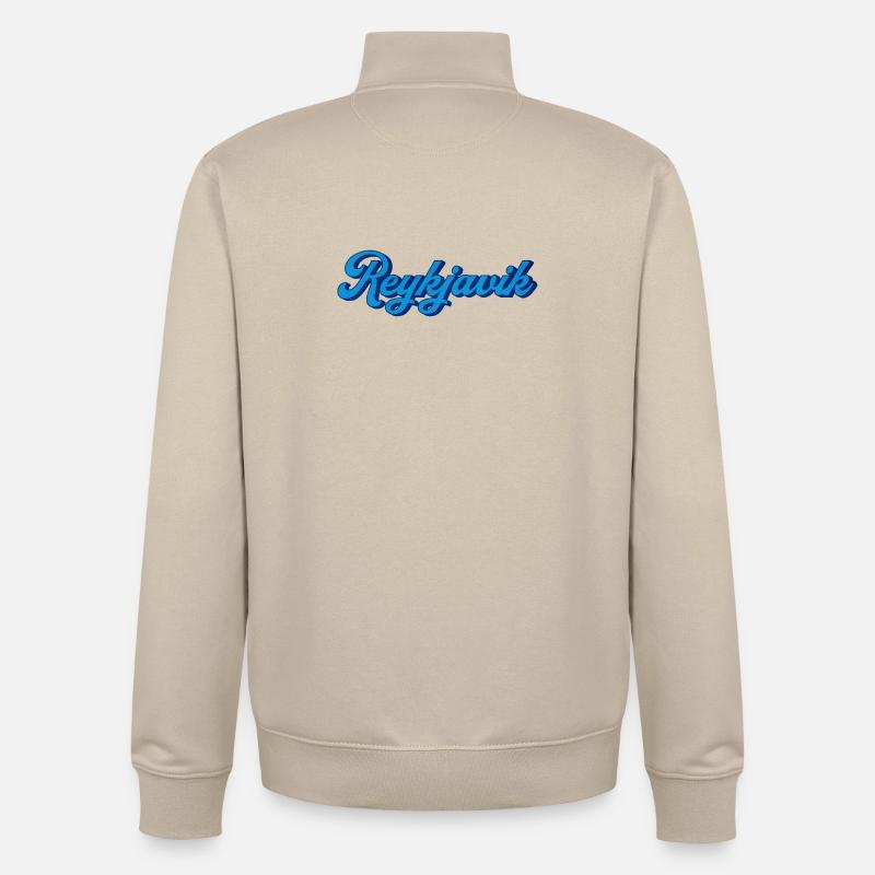 Reykjavik Blau Script Logo - Unisex Organic Zip Sweatshirt von Stanley/Stella - Cremebeige