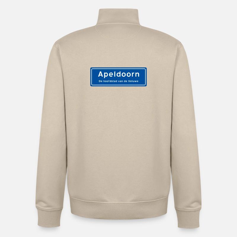 Panneau de toponyme d’Apeldoorn - Sweat zippé unisexe en coton bio Stanley/Stella - beige crème