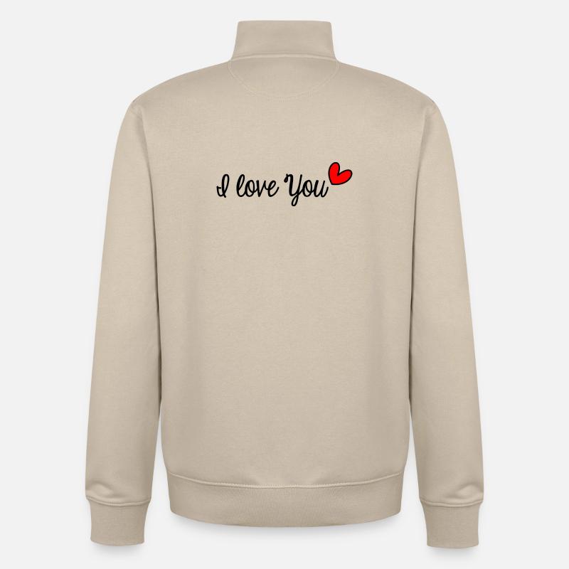JE T'AIME. LOVE. COUPLE. JUST MARRIED. EVJF - Sweat zippé unisexe en coton bio Stanley/Stella - beige crème