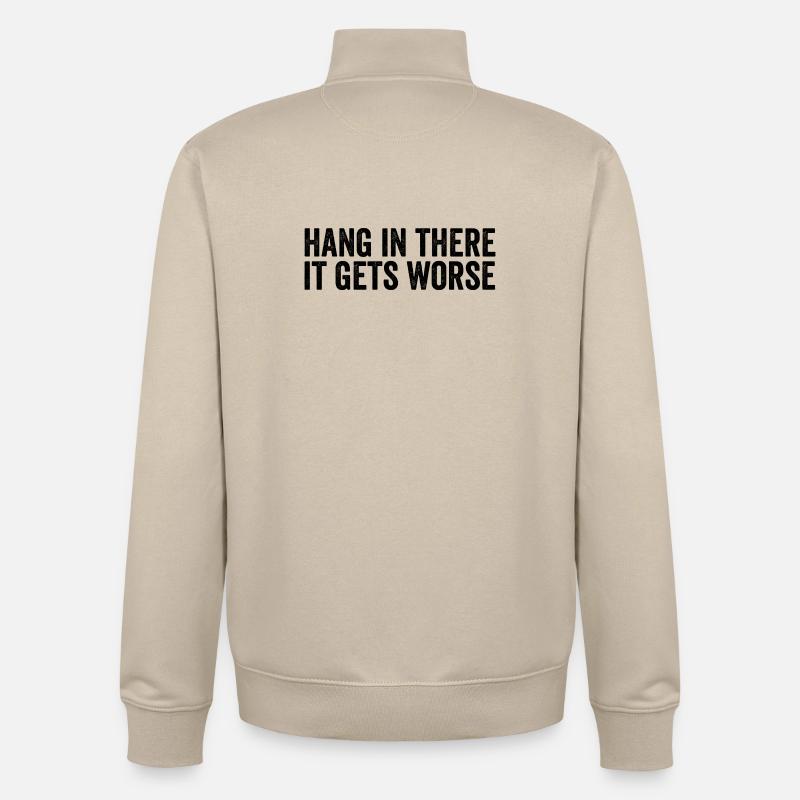 Restez à l’écoute, ça empire - Sweat zippé unisexe en coton bio Stanley/Stella - beige crème