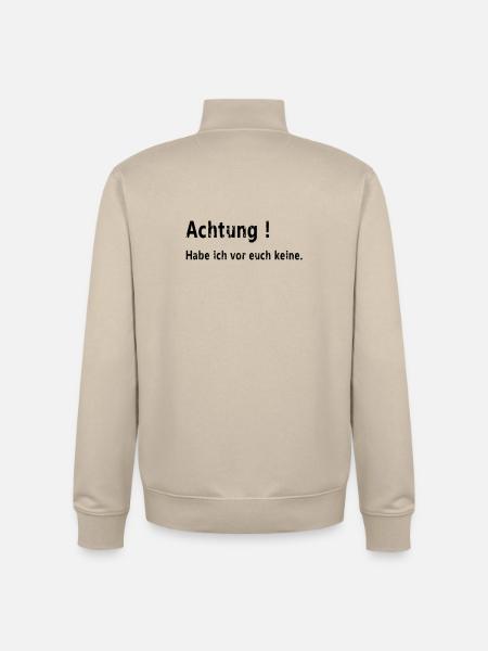 Achtung keine - Unisex Organic Zip Sweatshirt von Stanley/Stella - Cremebeige
