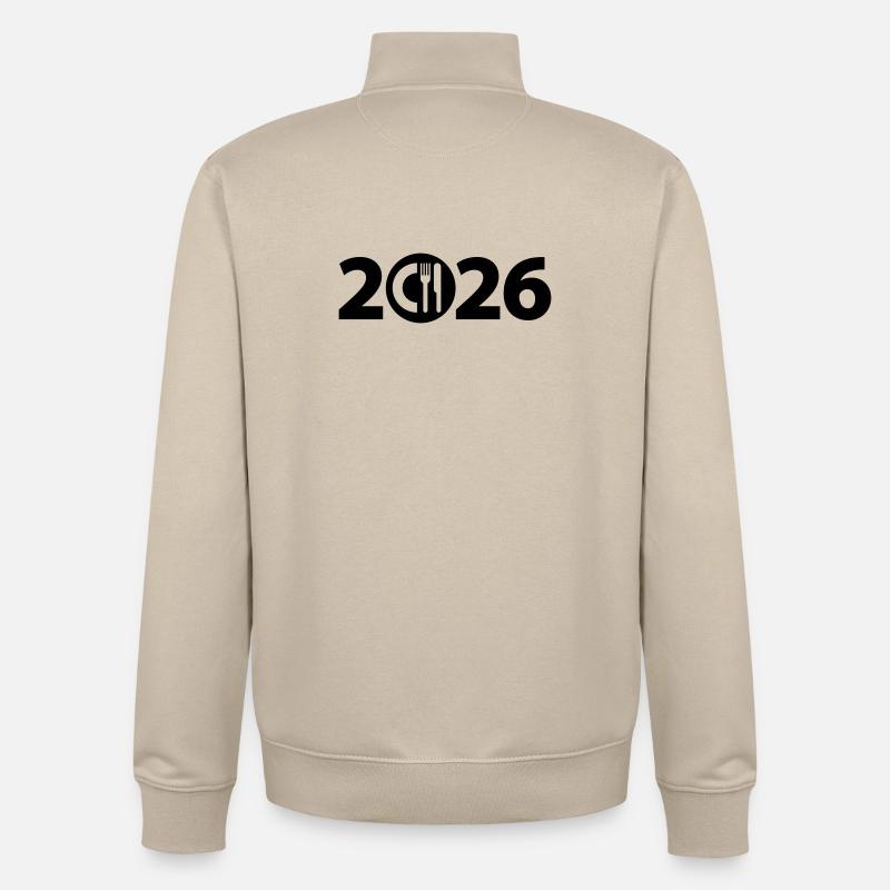 Chef 2026, Chef 2026, Restaurant 2026 - Sweat zippé unisexe en coton bio Stanley/Stella - beige crème