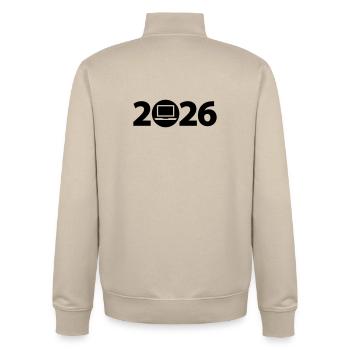 Computer scientist 2026, gamer 2026 - Unisex Organic Zip Sweatshirt by Stanley/Stella - desert dust - Back - AI Model Male 185 dark (185cm)
